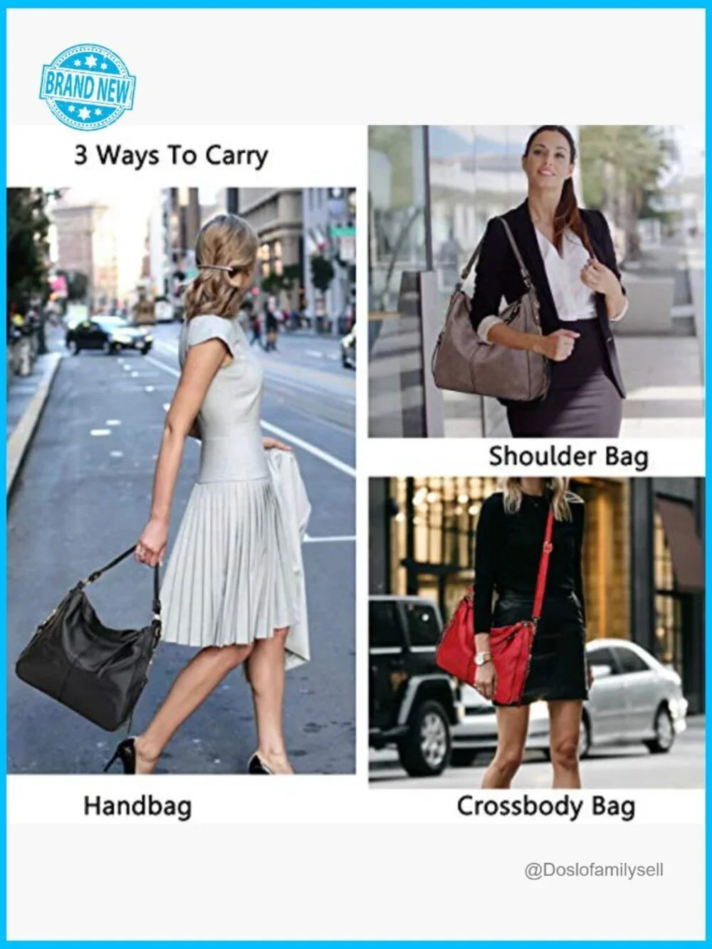 Faux Leather Hobo Bag Medium Shoulder Tote with Side Pockets Work Travel
